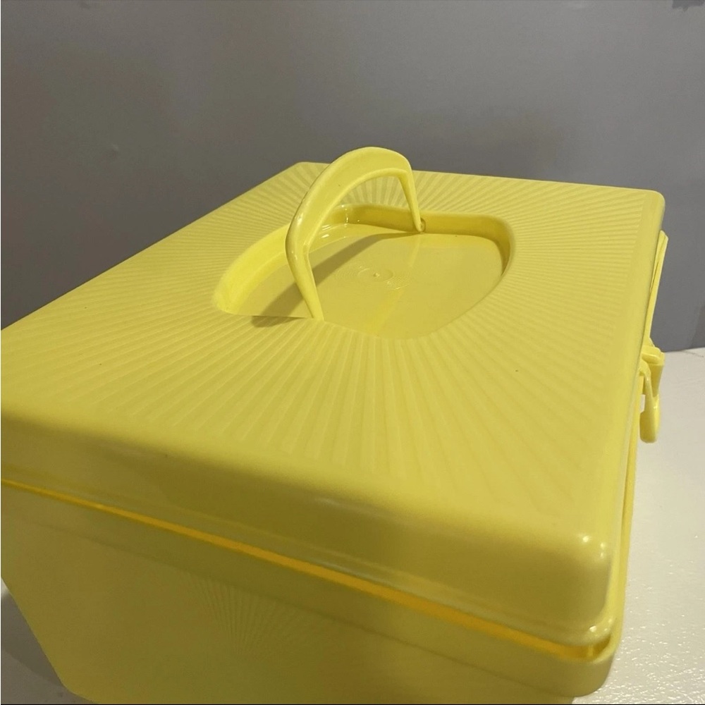 Vintage 1960s Atomic Starburst Yellow Sewing Box MCM Craft Storage Retro Decor - Picture 3 of 14